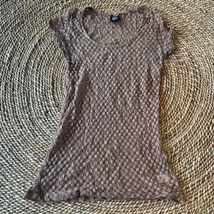 Light Brown Sheer Lacey Stretch Top